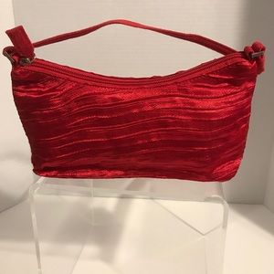 Women’s Lancôme Red Satin Cosmetic Bag with Handle